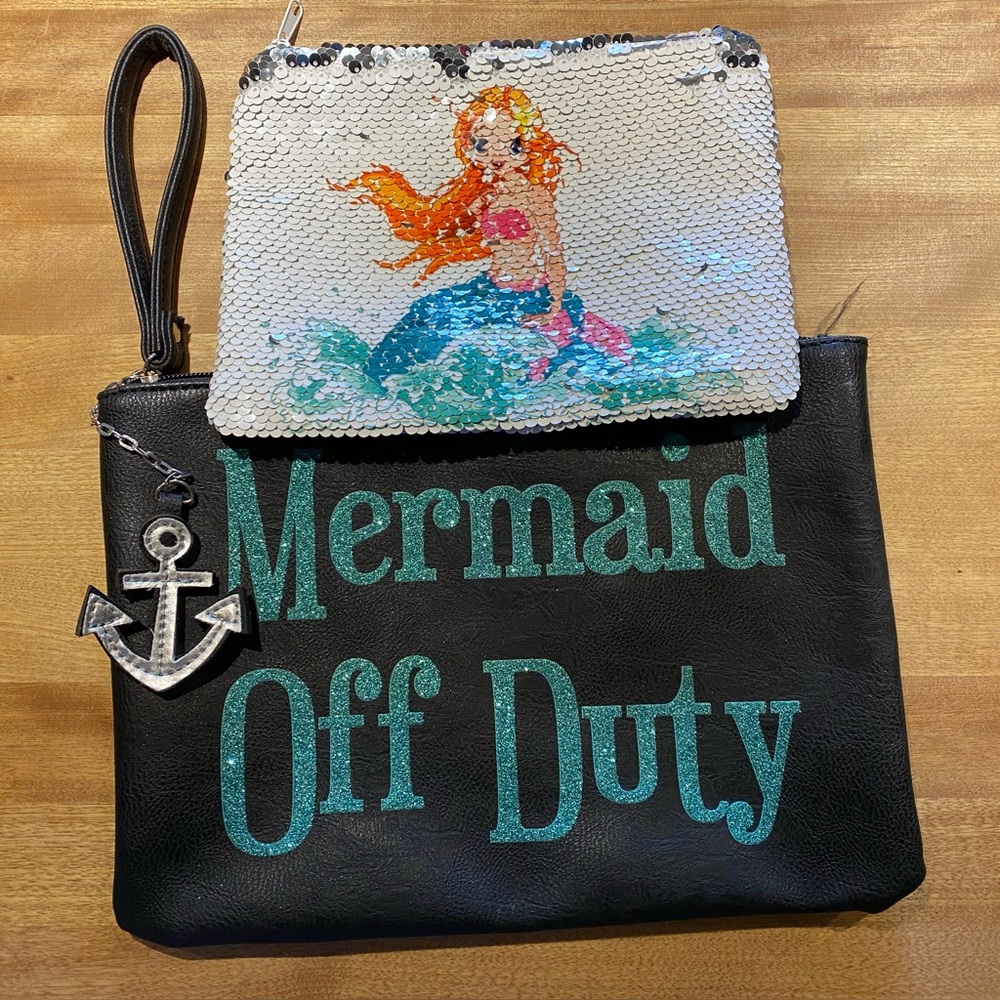 💥  2 for 12 or 4 for 20 💥 Lot of 2 Mermaid themed zippered pouches
